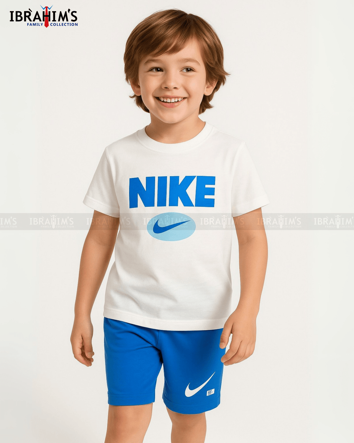 Kid's Summer Set - white & Blue - Ibrahim's Family Collections