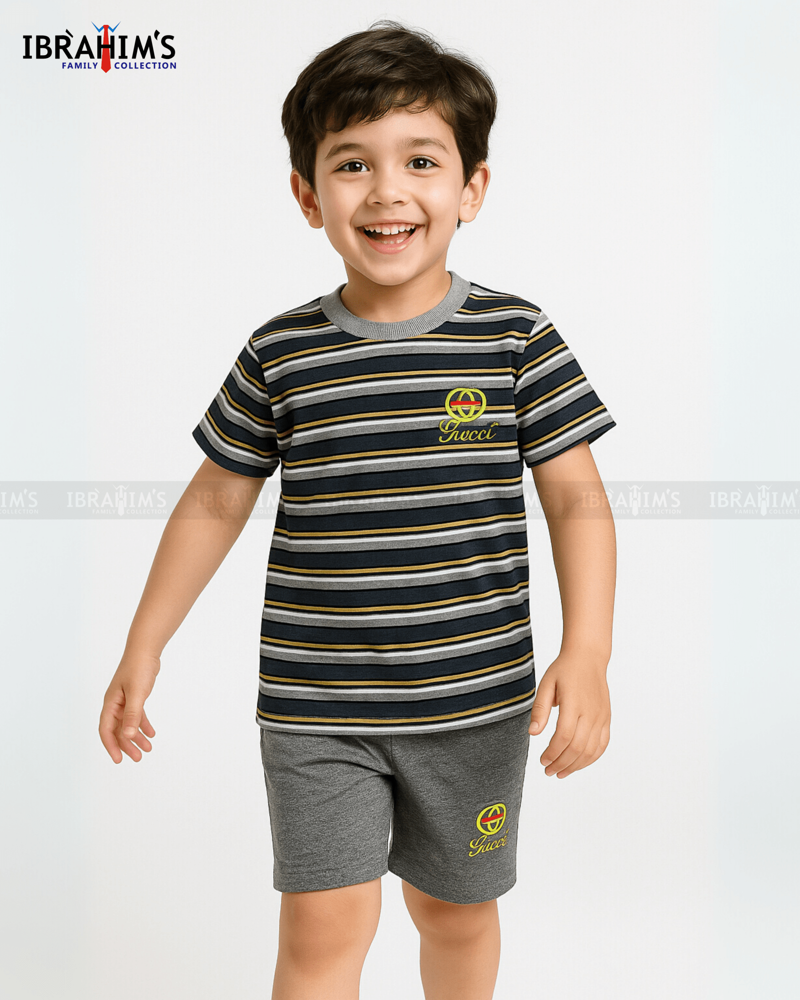 Urban Stripes Kids' Summer Set – Grey Edition - Ibrahim's Family Collections