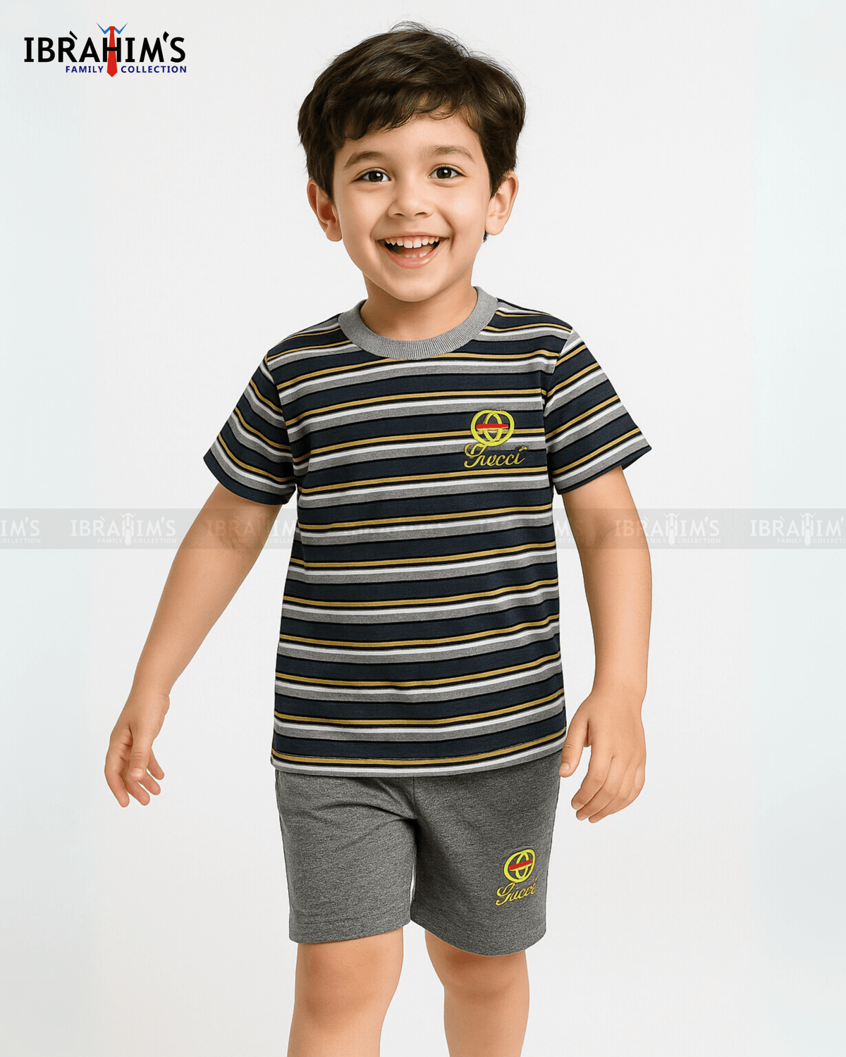 Urban Stripes Kids' Summer Set – Grey Edition - Ibrahim's Family Collections