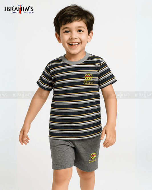 Urban Stripes Kids' Summer Set – Grey Edition - Ibrahim's Family Collections