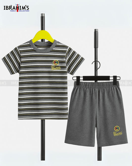 Urban Stripes Kids' Summer Set – Grey Edition - Ibrahim's Family Collections