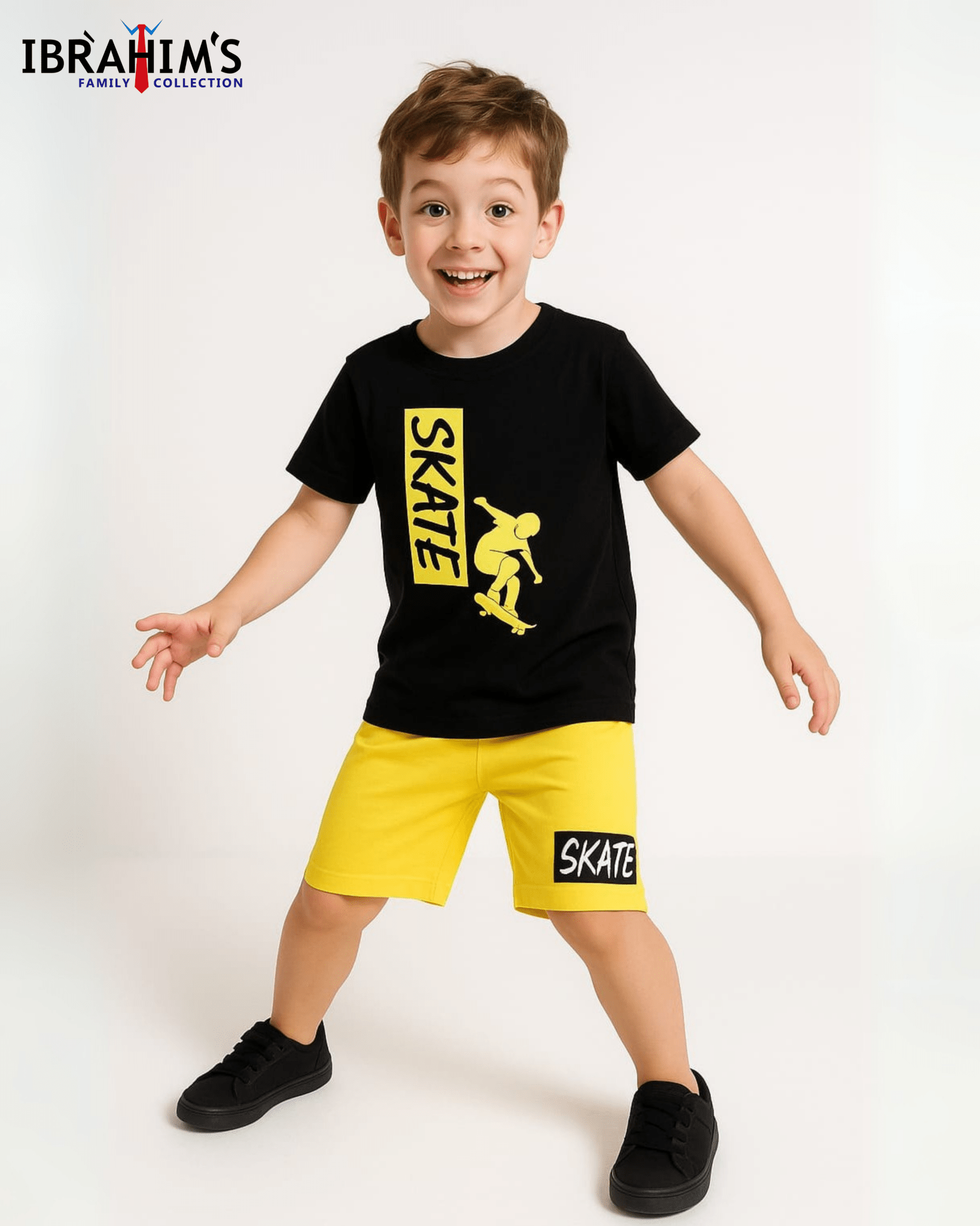 Skate Vibes Kids' Summer Set - Black & Yellow - Ibrahim's Family Collections