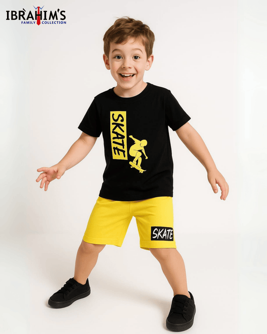 Skate Vibes Kids' Summer Set - Black & Yellow - Ibrahim's Family Collections