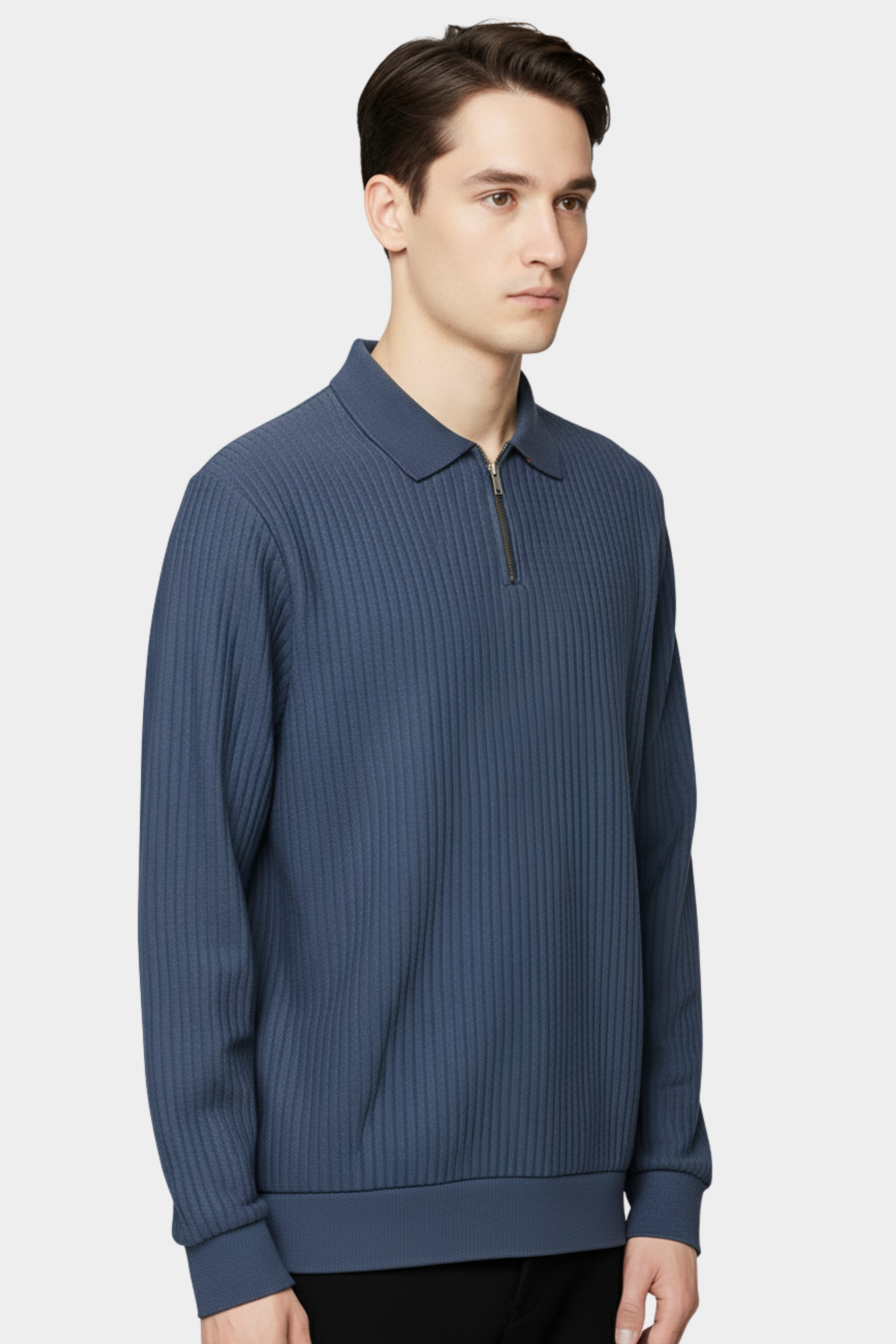 Men’s Ribbed Half-Zip Old Money Style Sweatshirt