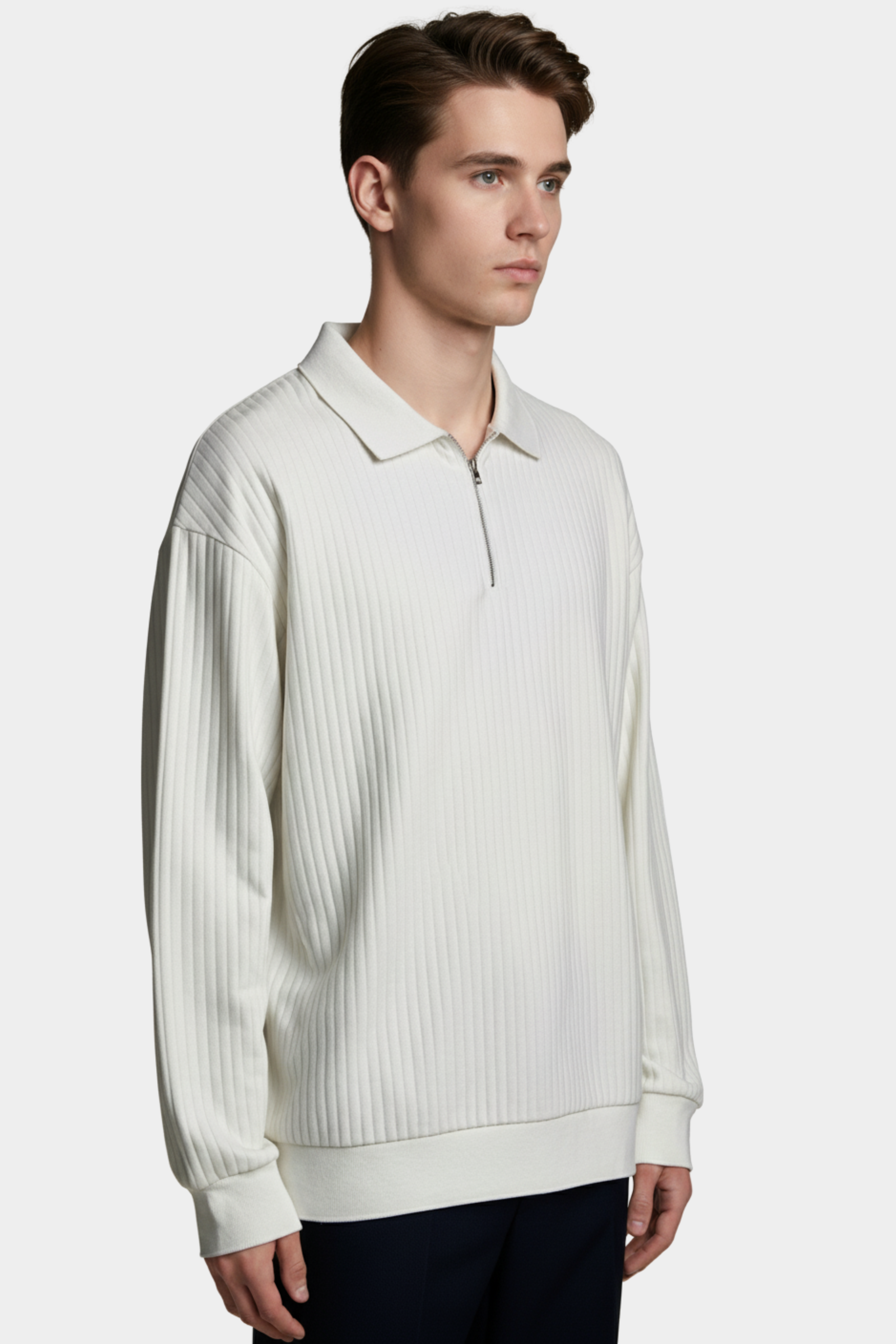 Men’s Ribbed Half-Zip Old Money Style Sweatshirt