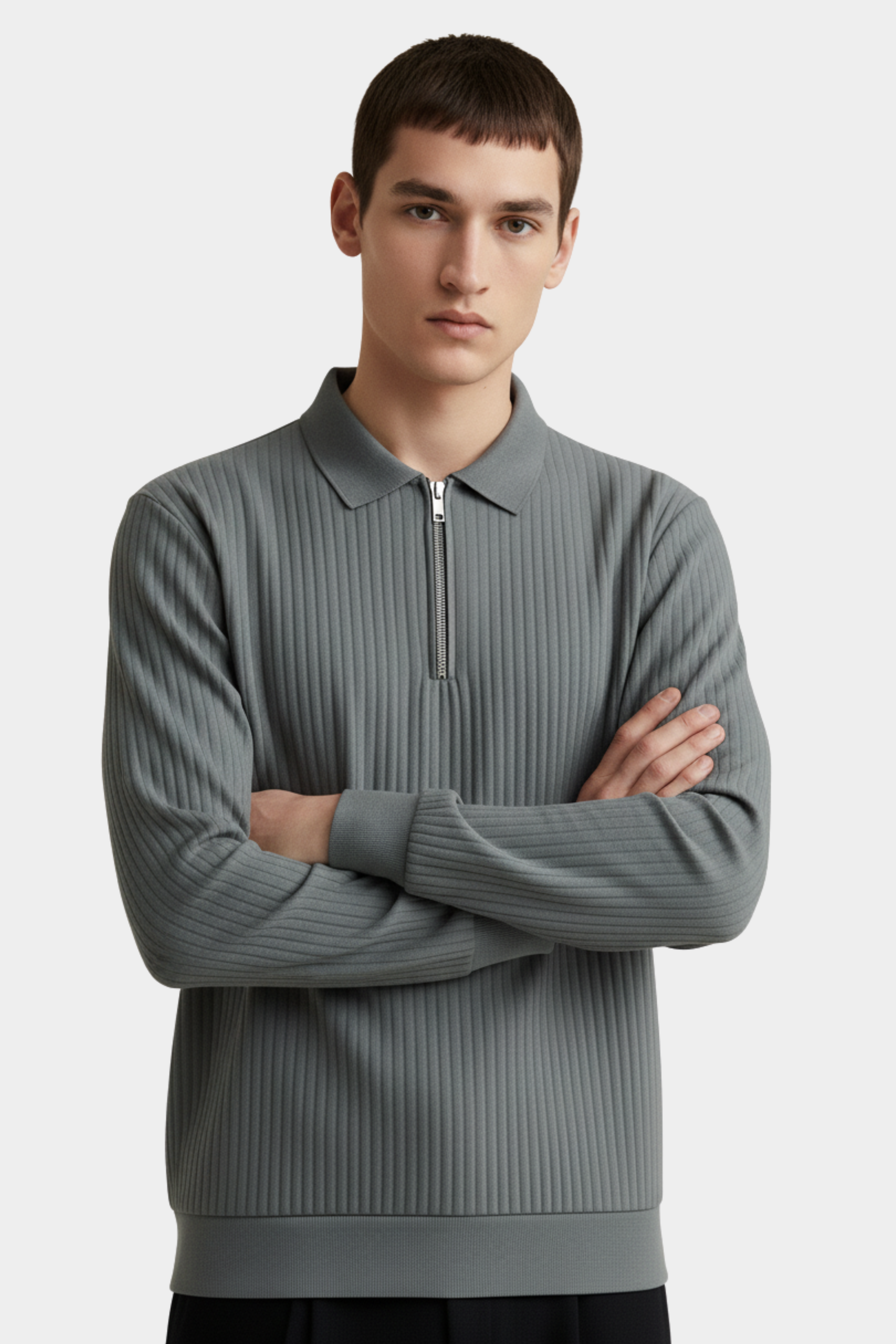 Men’s Ribbed Half-Zip Old Money Style Sweatshirt