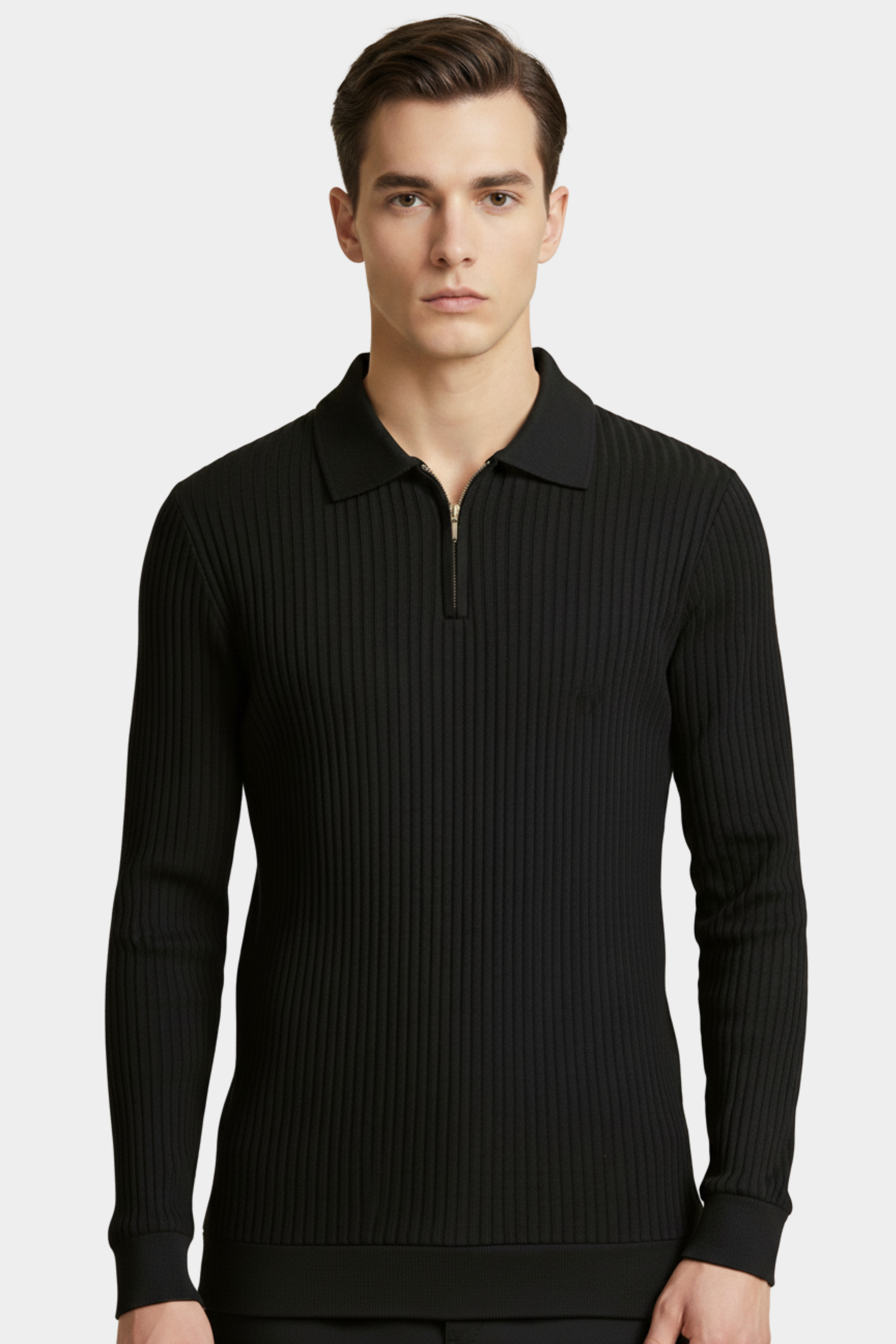 Men’s Ribbed Half-Zip Old Money Style Sweatshirt