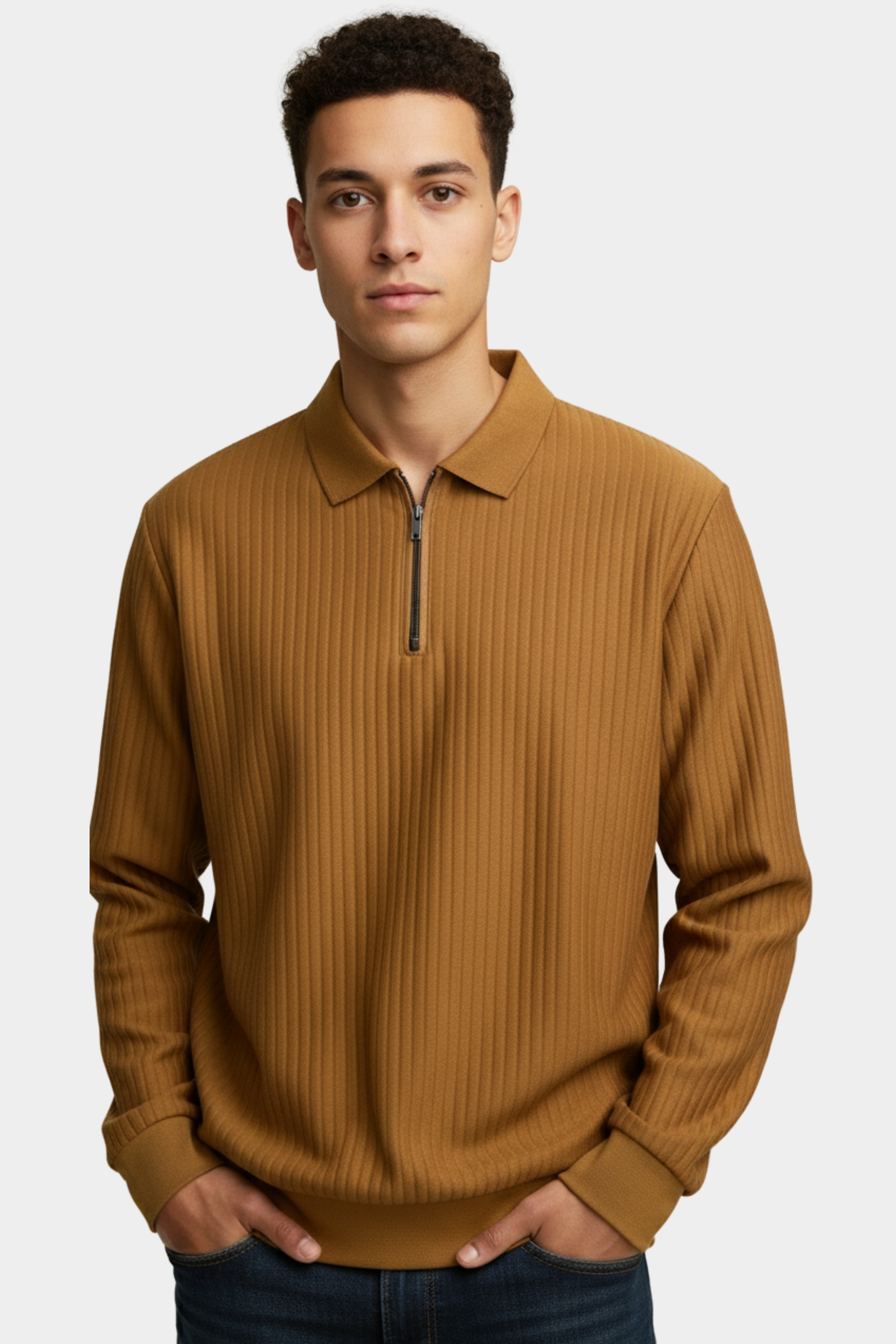 Men’s Ribbed Half-Zip Old Money Style Sweatshirt