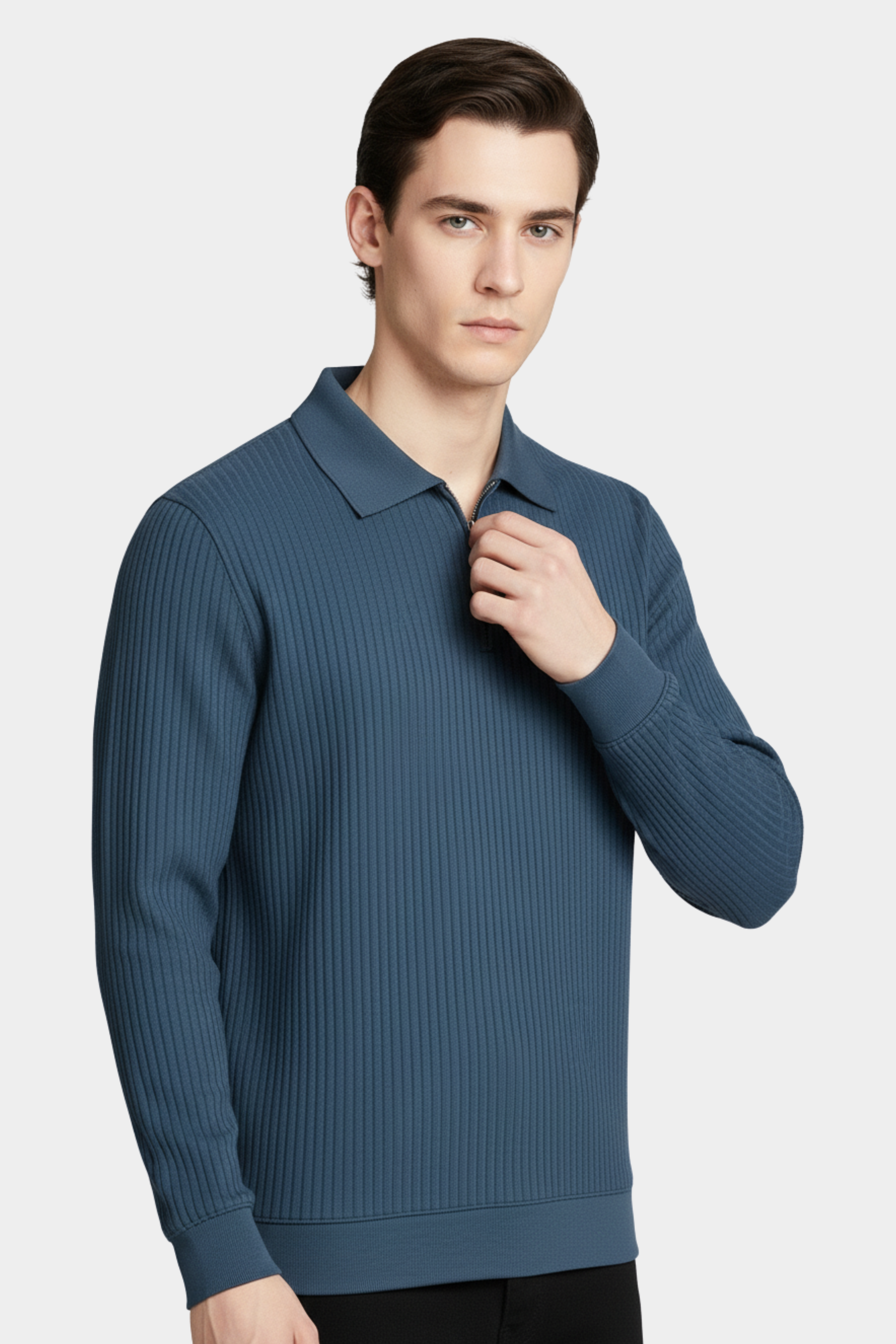 Men’s Ribbed Half-Zip Old Money Style Sweatshirt